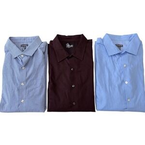 Bundle Van Heusen‎ Mens 2XL Dress Shirt Button Up Long Sleeve Blue Maroon Casual
